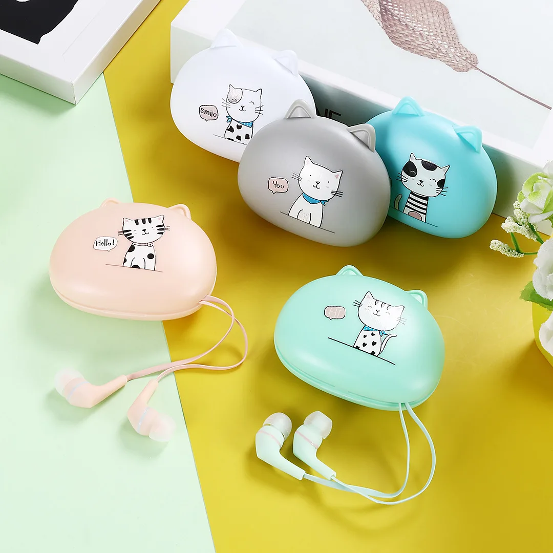 3.5mm Wired Earphone Cute Cat Earphones with Mic Stereo Music Earbuds for CellPhone Children Adult Gifts Celular Gamer