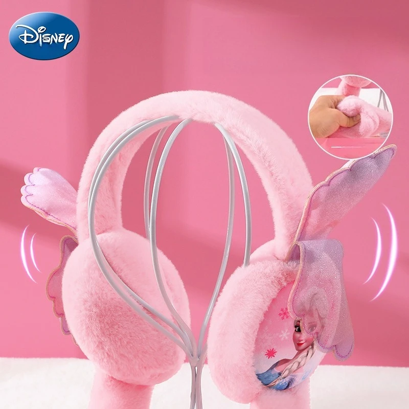 I paraorecchie per bambini Disney tengono al caldo in inverno, simpatiche paraorecchie invernali da principessa Elsa in peluche per ragazze