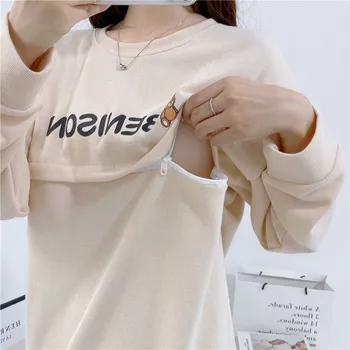 Moederschap Verpleging Sweatshirt Losse Sweatshirt Trui Borstvoeding Kleden Herfst Katoenen Jas Voor Verpleging Moeders Maternitty