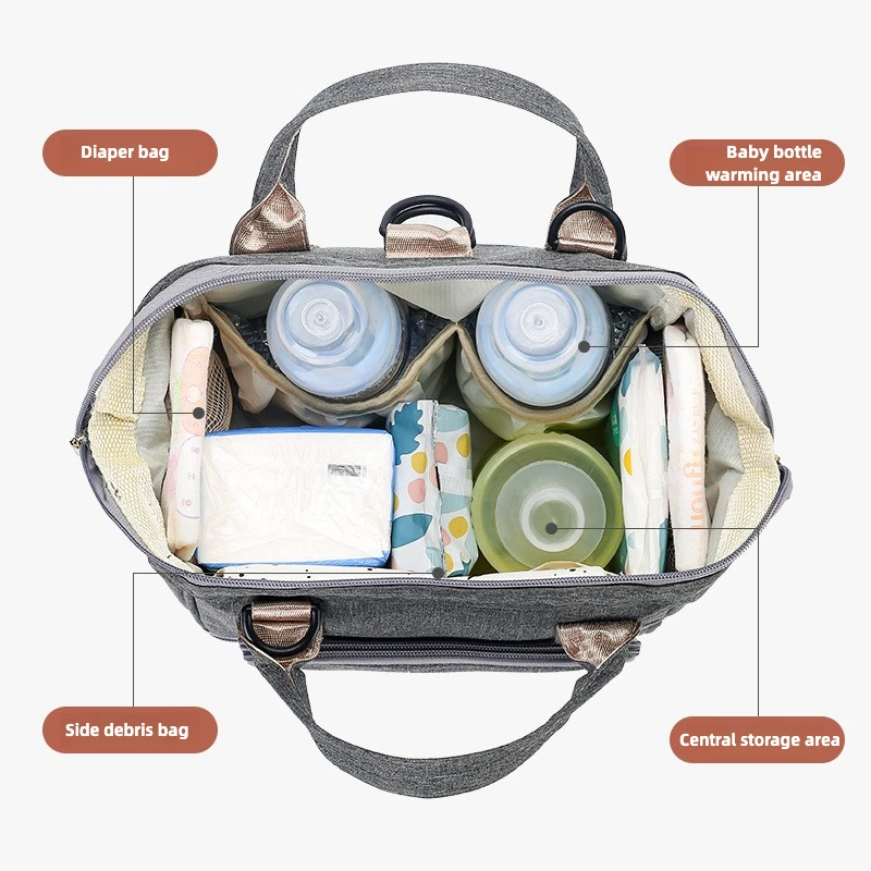 Oxford-luiertas met grote capaciteit en meerdere vakken - Ruimtebesparende draagbare opslag voor babybenodigdheden, geïsoleerd, waterdicht