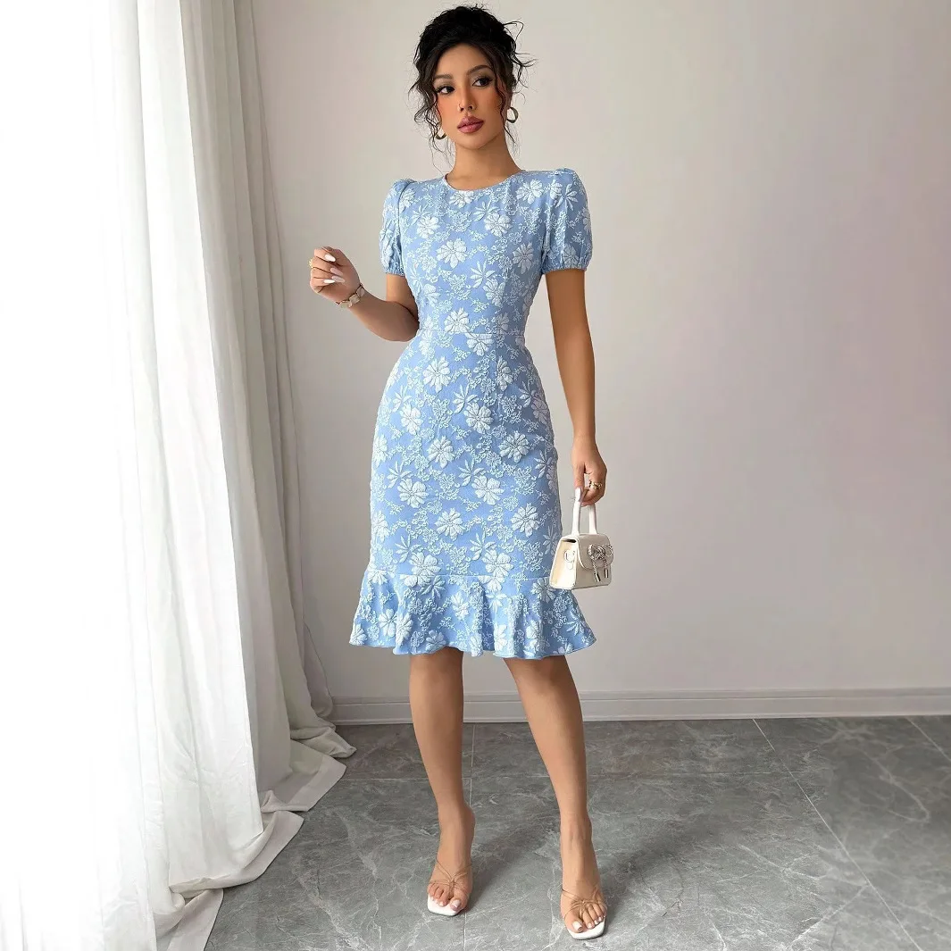 Sheath Dress Women Print Flower Dresses Knee Length Slim Summer 2025 Round Collar Puff Sleeve Office Lady Vintage Vestidos largo - AliExpress 200000345 Sheath Dress Women Print Flower Dresses Knee Length Slim Summer 2025 Round Collar Puff Sleeve Office Lady Vintage Vestidos largo - AliExpress 200000345