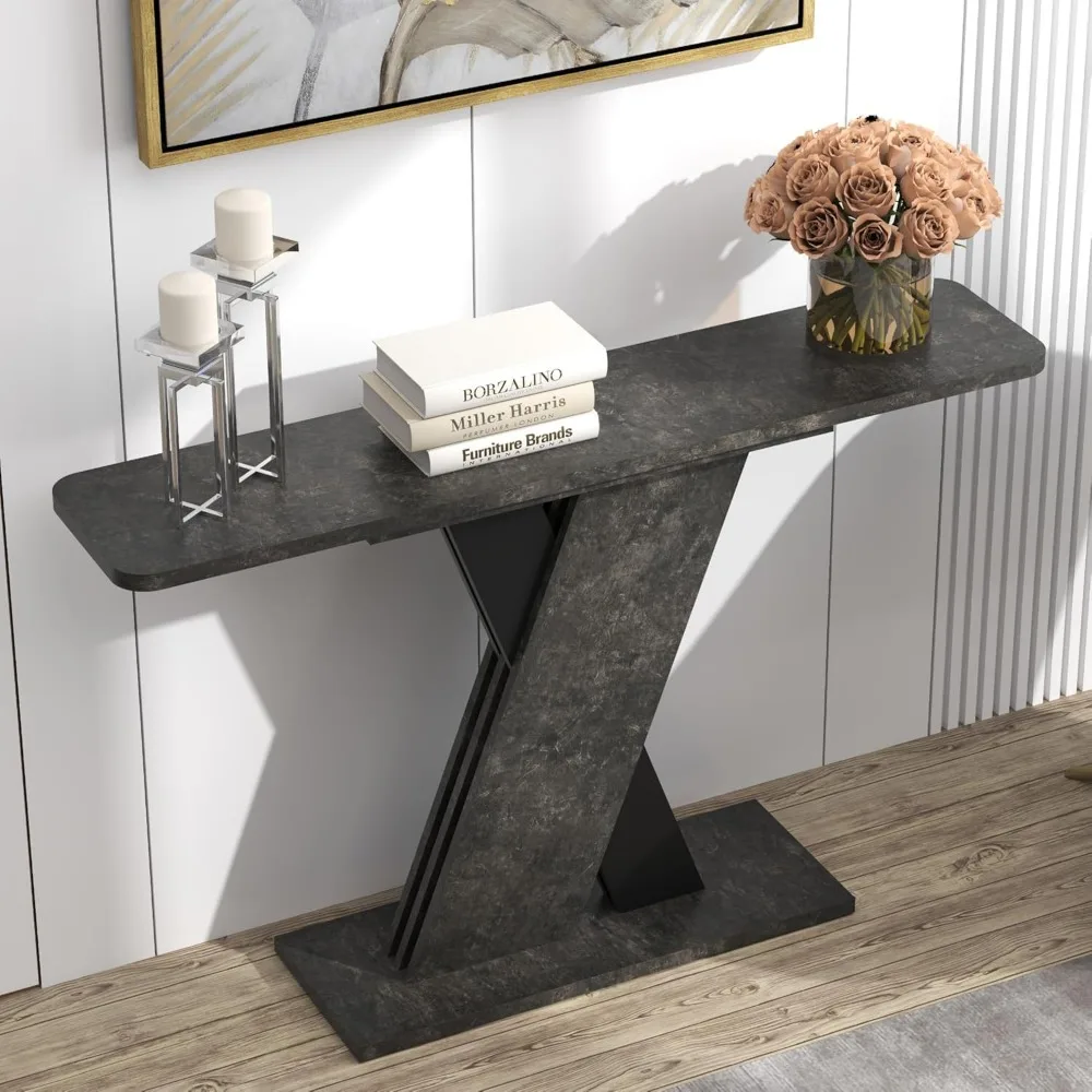 55'' Console Table, Industrial Narrow Entryway Table with Special Support Design, Accent Tables with Stable Base, Console Tables