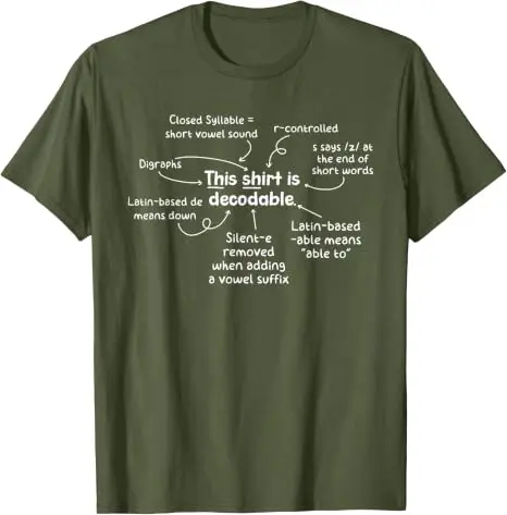 Dieses T-Shirt ist ein dekodierbares T-Shirt für Lehrer im geprüften Bereich der strukturierten Lesekompetenz, Y2k-Humor, Sprachlernkonzepte, pädagogisches Spruch-T-Shirt – Detail 7