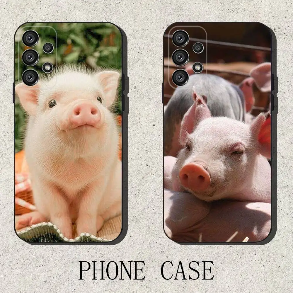 

Cute Pet Pig Phone Case For Samsung S25,S24,S21,S22,S23,S30,Ultra,S20,Plus,Fe,Lite,Note,10,9,5G Black Cover