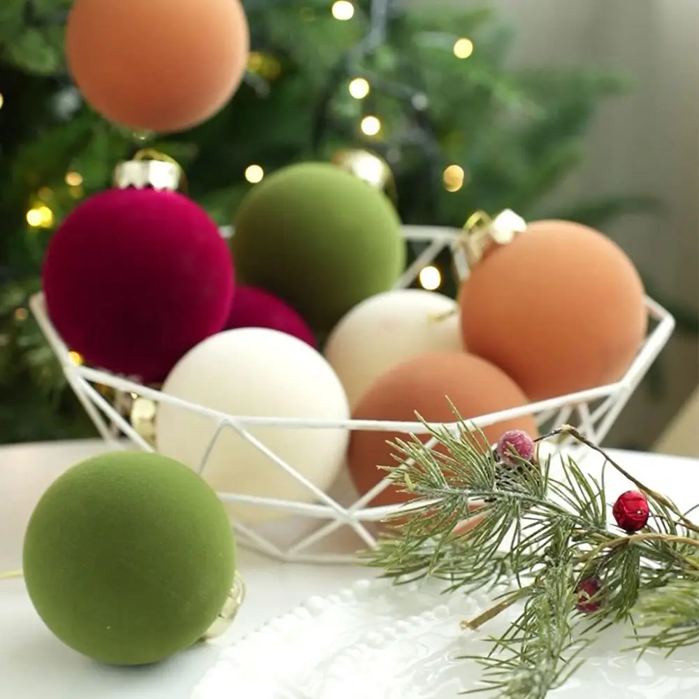 6-teiliges Set 8CM Größe Weihnachtskugel-Dekoration Plastik-Samtkugeln Bunte Christbaumkugeln Party-Hochzeitsgeschenke – Detail 10