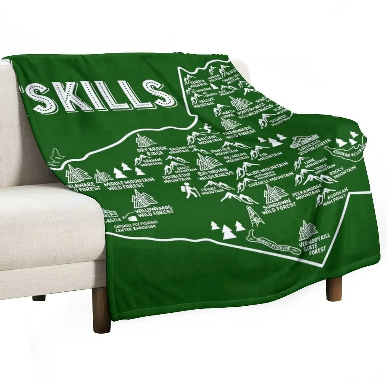 The Catskills Map Art Throw Blanket manga Personalized Gift Plaid on the sofa Giant Sofa Blankets