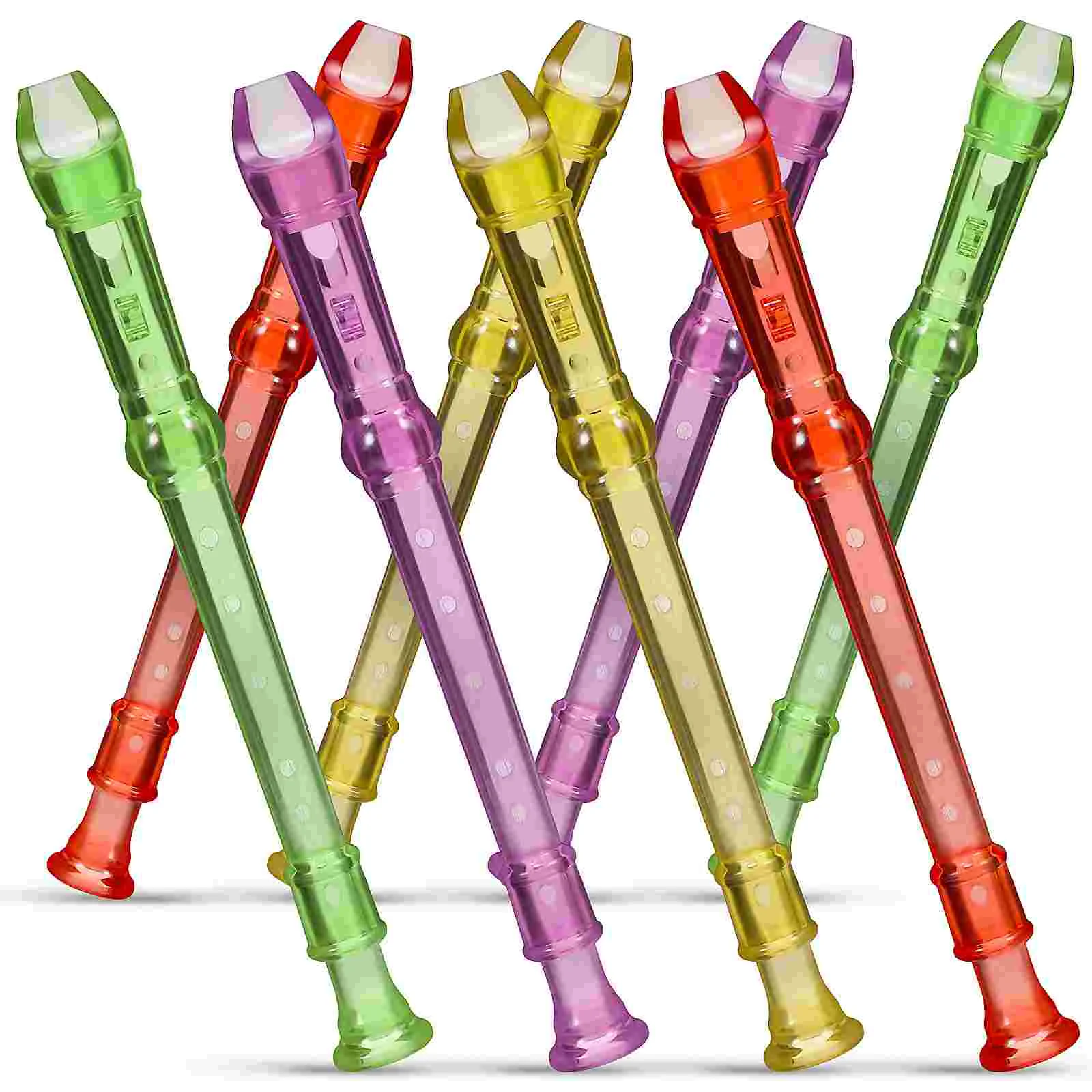 8pcs Transparent Small Flute 6 Hole Mini Recorder Clarinet Instrument Plastic Musical Little for Training Holes Clarinets