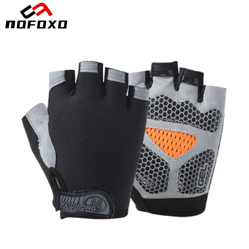 NOFOXO نصف اصبع المضادة للصدمات قفازات رياضية مكافحة زلة قفازات ركوب الخيل رياضة تنفس الدراجات قفازات رياضية رفع الأثقال الرجال النساء