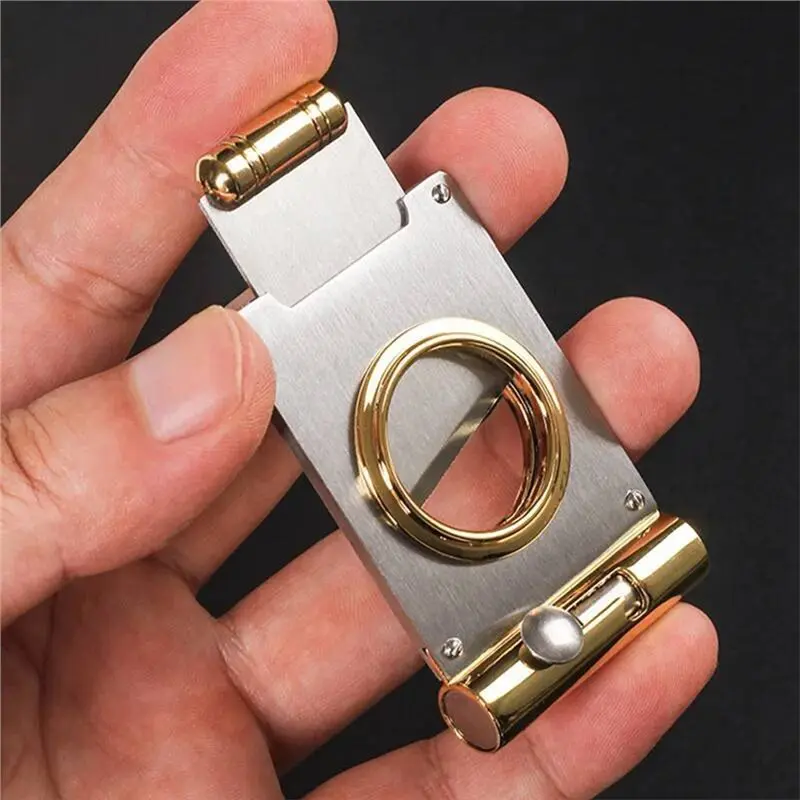 【ORNAMENT】Cigar Cutter Guillotine 8Mm Hole Puncher 2-In-1 Stainless Steel Cigar Accessories Men's Gift Cigar Accessories And Too