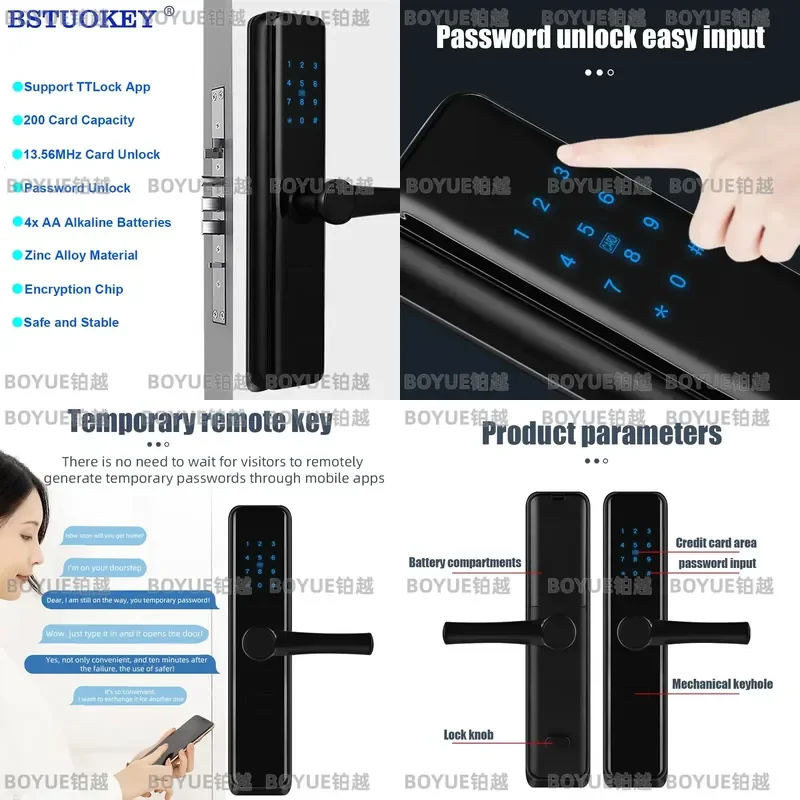 Smart RFID Door Lock Bluetooth WiFi Keypad TTLock Compatible MIFARE Encrypted Multi Point Security for Home Hotel Apartment