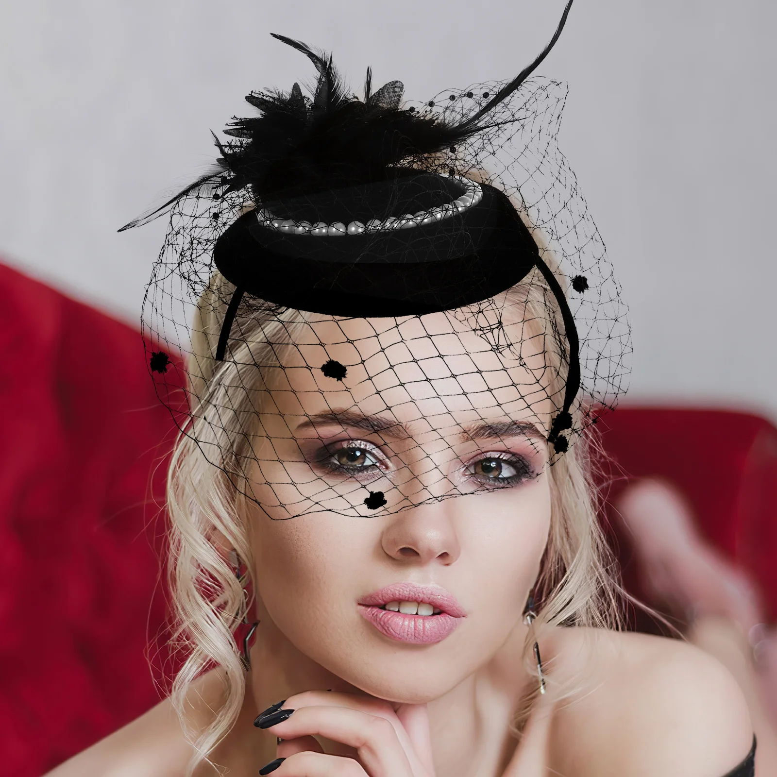 

Bridal Fascinator Headpiece Vintage Plume Net Veil Hat Wedding Hair Accessories Women Fascinator Clip Tea Party