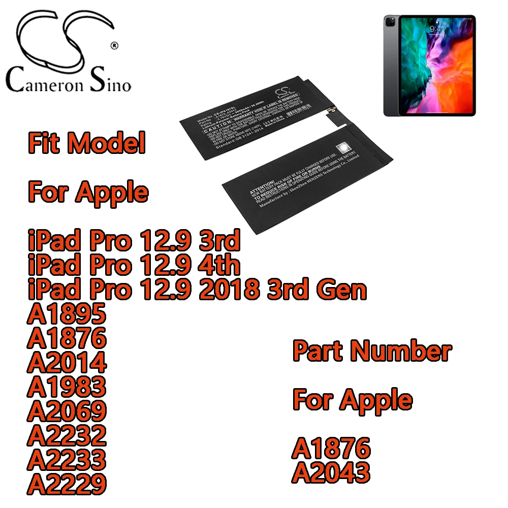 

Tablet Battery For Apple iPad Pro 12.9 3rd iPad Pro 12.9 4th 12.9 2018 3rd Gen A1895 A1876 A2014 A1983 A2069 A2232 A2233 A2229