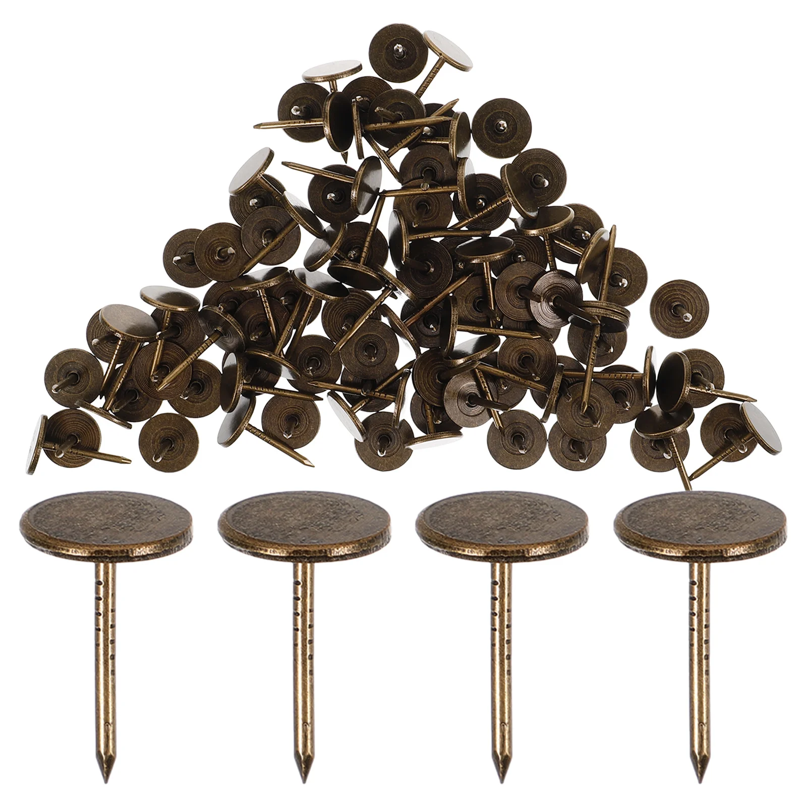 100 قطعة مسامير الإبهام المسطحة خمر المفروشات الزخرفية المسامير الثقيلة الأثاث المسامير السجاد الملابس الخشبية الإبهام تك