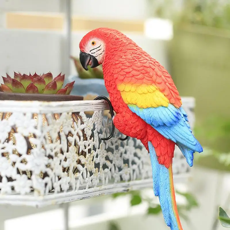 Dekorasi burung bayan luar ruangan, ornamen dekorasi patung burung tropis untuk dinding teras taman halaman luar ruangan