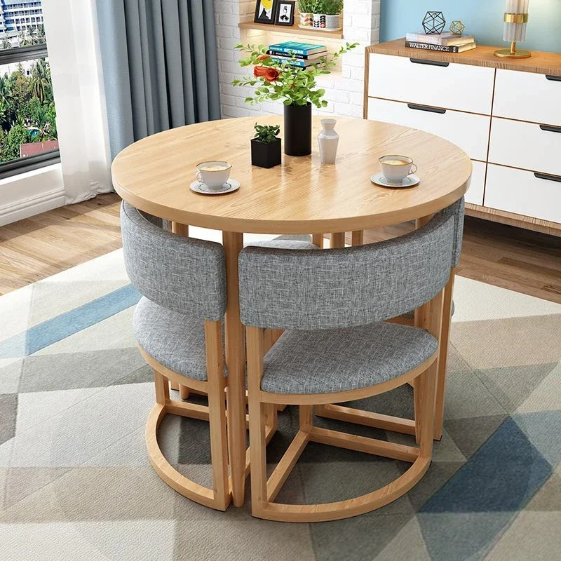 Mobile Dining Tables Set Kitchen 4 Chairs Newclassic Wood Makeup Table Small Apartment Muebles De Cocina Furniture