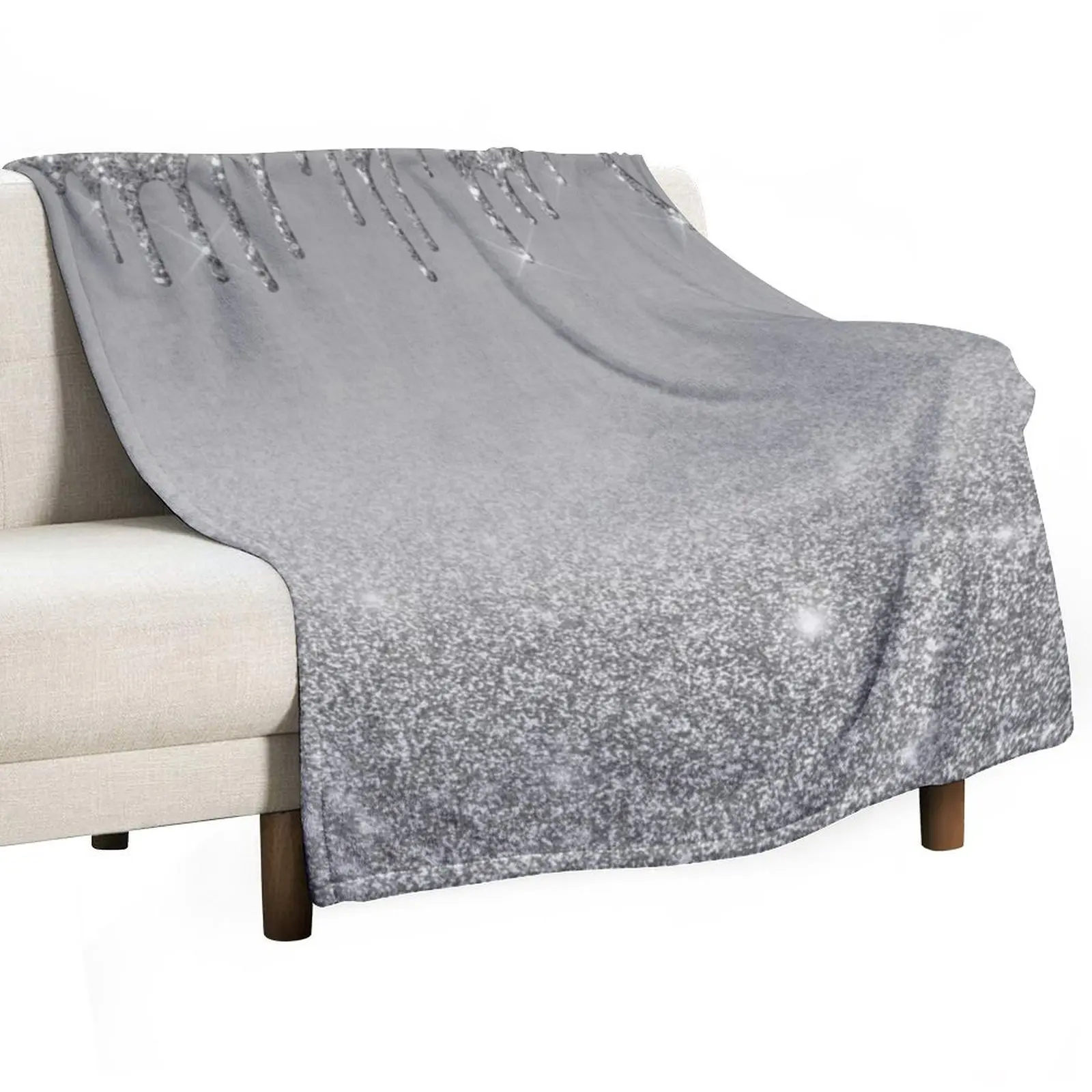 Silver Dripping Glitter Throw Blanket Personalized Gift Soft Blankets