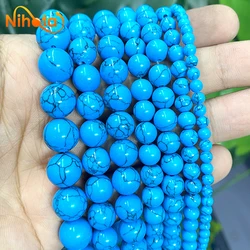 Smooth Blue Turquoises Loose Round Beads 15
