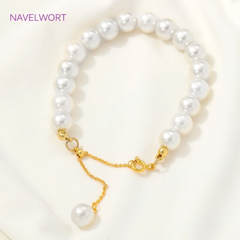18K Gold Plated Extension Chain with Spring Clasp&Pearl Pendant Mounting,Tail Chain Connector,DIY Bracelet Making Accessories