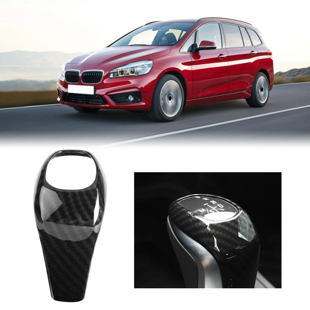 ABS Construction Gear Shift Knob Cover Clip On Installation Carbon Fiber Texture Gear Lever Knob Protector Interior Trim Part