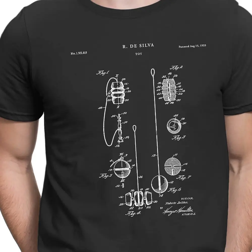 Vintage 1866 Yo Patent Drawing T Shirt Retro Art Tee Yoyo Classic Toy Idea Pt369