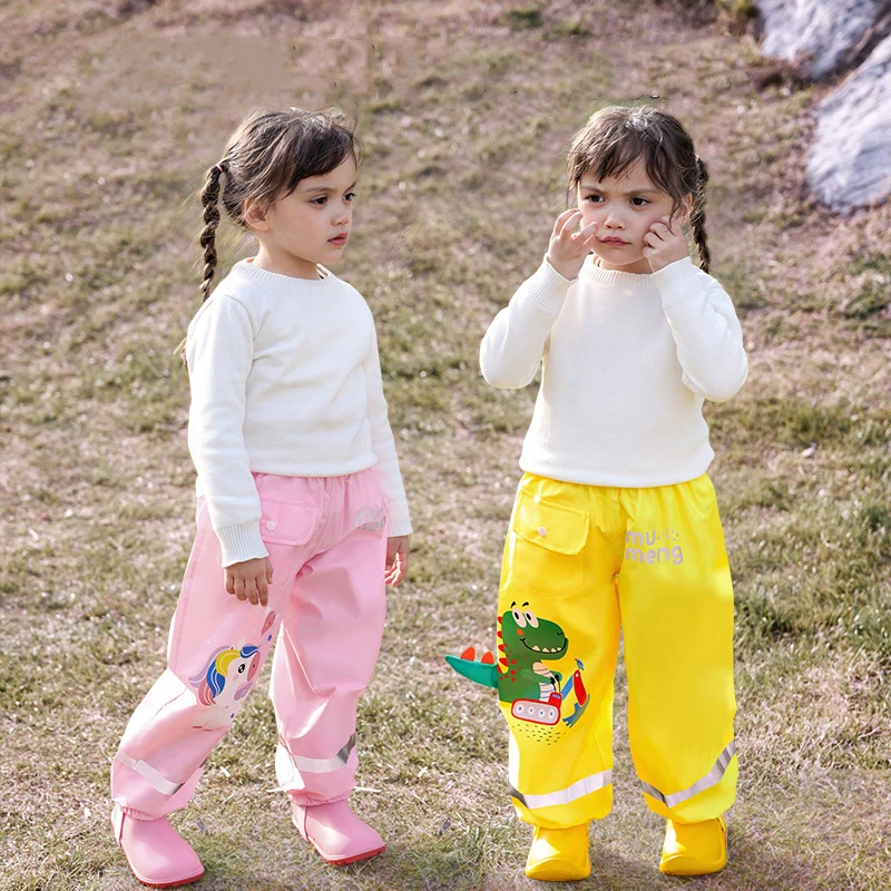 Pantaloni antipioggia per bambini in stile dinosauro cartone animato Ragazzi e ragazze Studenti Pantaloni impermeabili per bambini Pantaloni