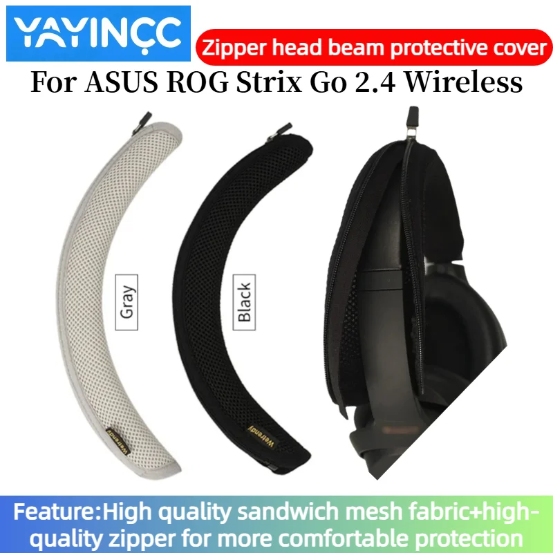 

YAYINCC Quality Headphone Head Beam Cover for ASUS ROG Strix Go 2.4 Wireless Zipper knitted fabric headband protective cover