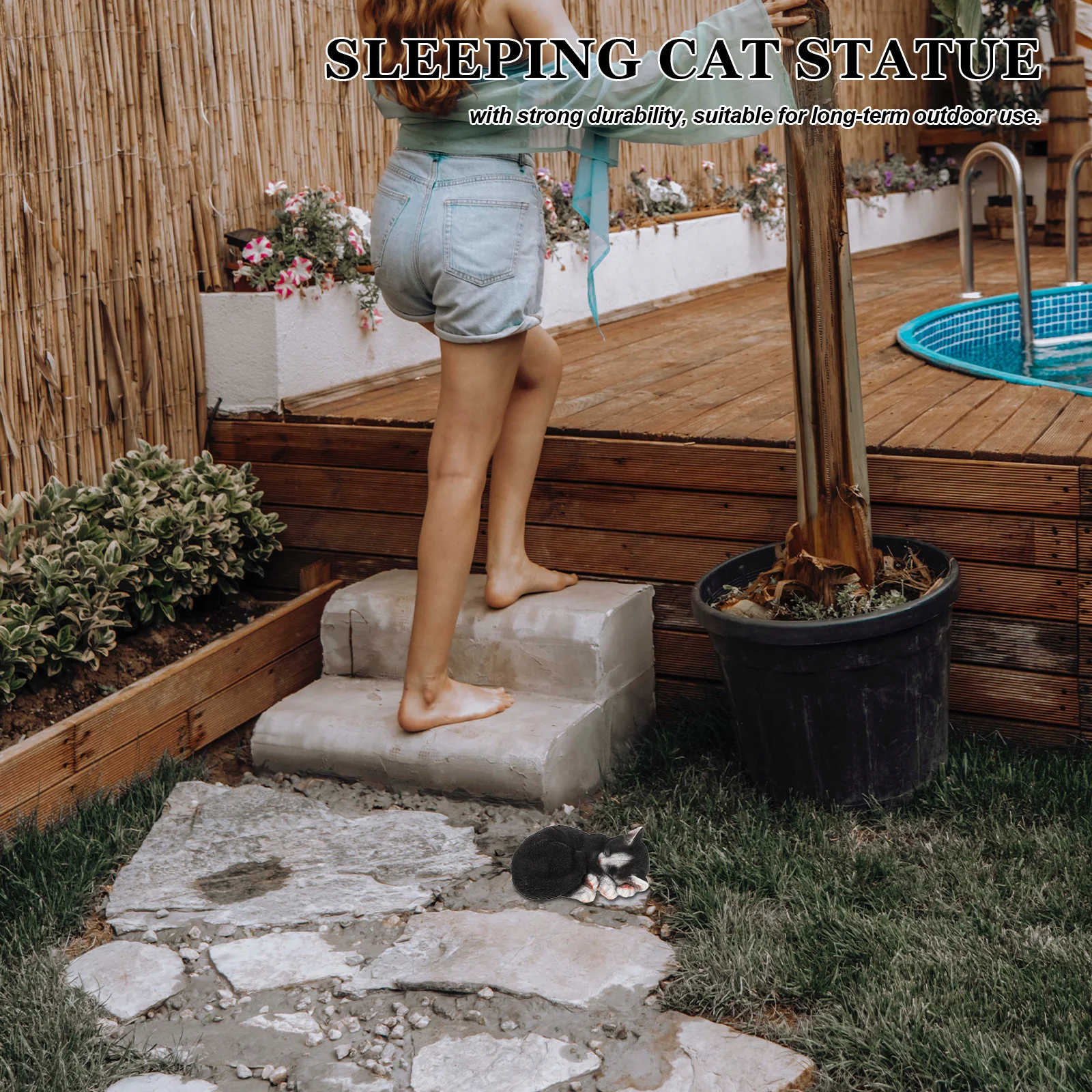 

Sleeping Resin For Lawn Yard Patio Outdoor Decoration Small Desktop Decor Cat Figure Cat Decor Garden Accessory