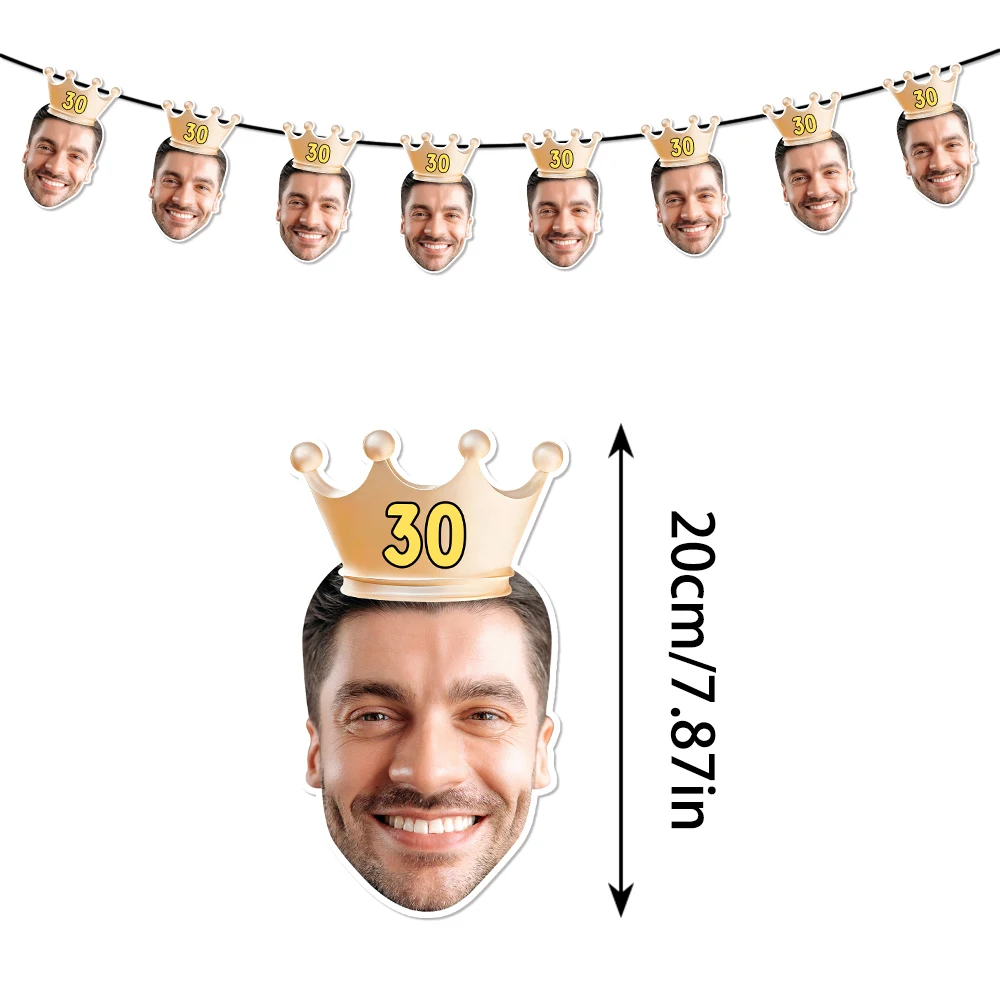 Individuell gestaltetes Banner mit Kronen-Motiv für Geburtstagsfeiern, Hintergrunddekoration für 30. Geburtstagsfeiern. – Detail 3