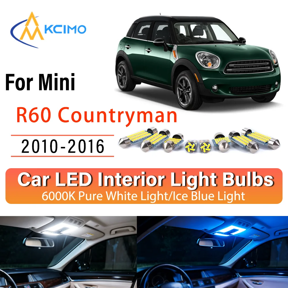 Kit de remplacement de lampes intérieures LED à éclat persistant pour Mini R60 Countryman 2010-2016 : éclairage de dôme, de tableau de bord et de coffre, amélioration des lampes de cabine