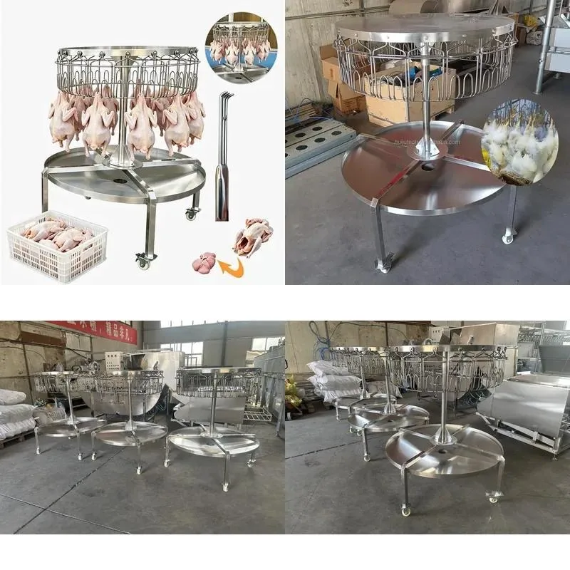 for Factory supply SUS201/304 rotary poultry gutting table, can hang 18 to 36 chickens, mobile bracket for slaughter