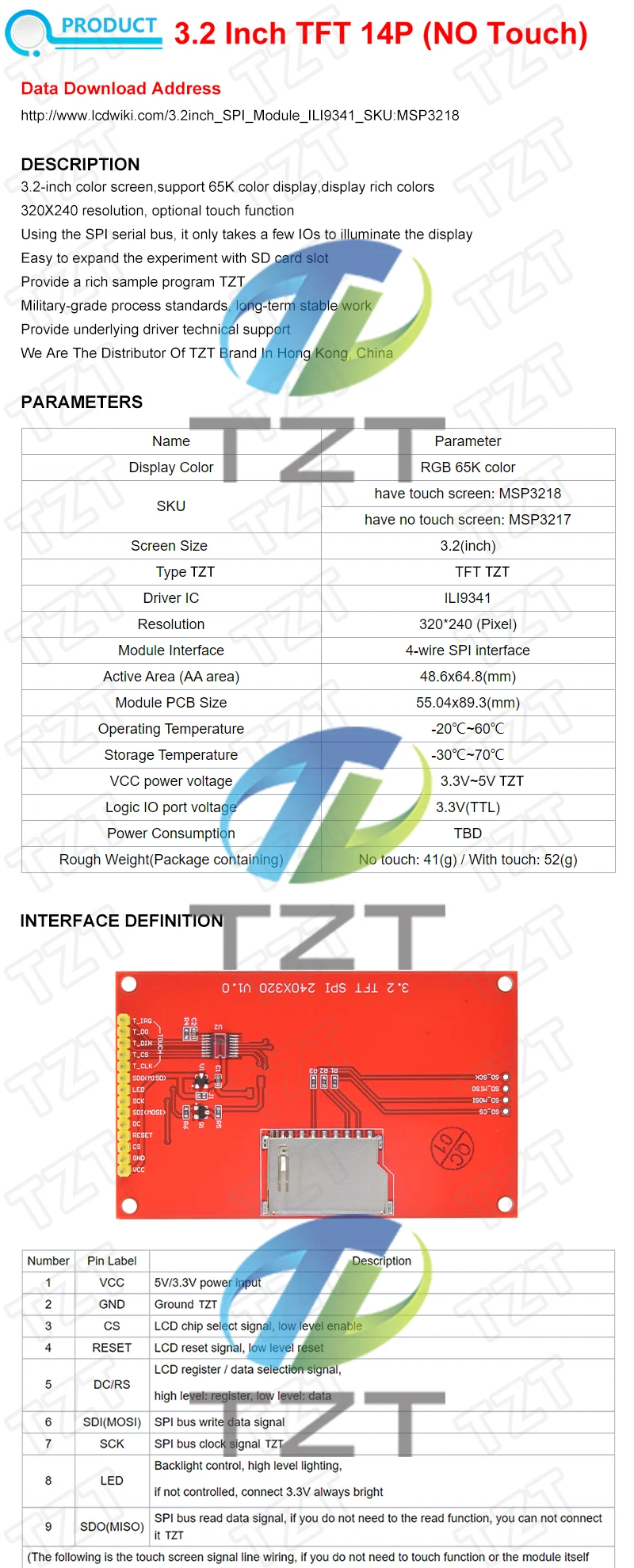 3,2" 3,2 Zoll TFT LCD Touch Screen Modul 240X320 ST7789 ILI9341 LCD Display für Arduino UNO MEGA2560 Board mit/ohne Touch – Detail 1