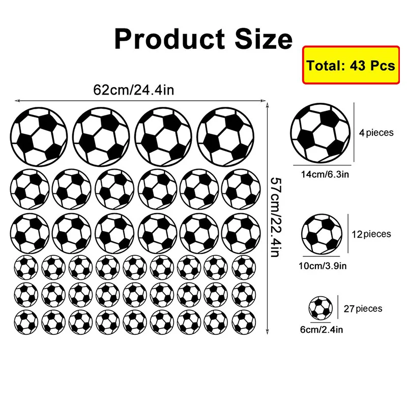 43 sztuk/zestaw spersonalizowana naklejka ścienna na piłka do piłki nożnej piłki nożnej dla chłopców z motywem sportowym artystyczna do sypialni