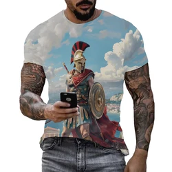 Roman Gladiator Graphic T Shirts For Men Summer Sparta Soldiers Printed Man T-shirt Fashion Casual Oversized Short Sleeve Tops