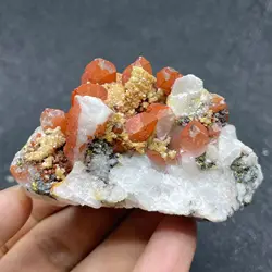 Natural Stone Red Rock Crystal Pyrite Mineral Specimen Clear Quartz Cluster Raw Decoration Rough Polished Healing