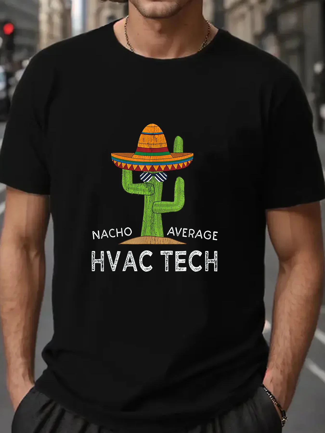 

Футболка NACHO Medium HVAC TECH мужская с коротким рукавом, свободная тенниска, хлопковая майка с принтом, модная одежда