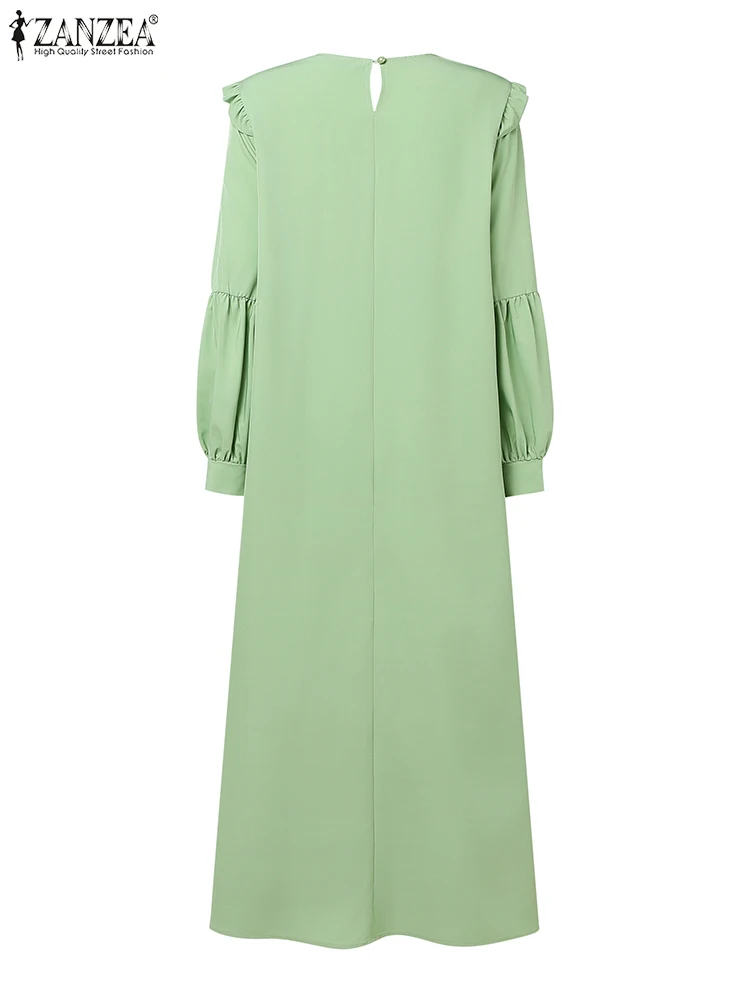 2025Vrouwen Herfst Jurken Geborduurde Zonnejurk ZANZEA Elegante Lange Mouw Moslim Jurk Abaya IsIamic Gewaad Hijab Vestidos Kaftan