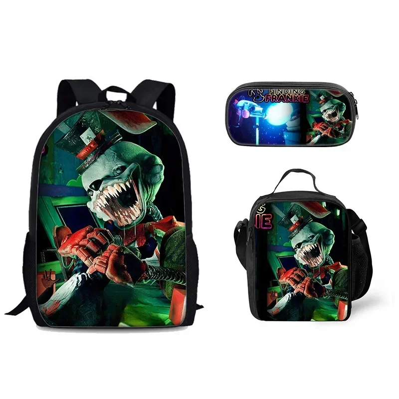 Custom Bag Cartoon Popular Novelty Finding Frankie 3D Print 3pcs/Set Student School Bags Laptop Daypack Backpack Lunch Bag Penci