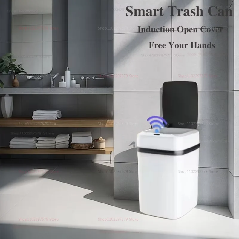 Kitchen Trash Bin 13L Bathroom Touch Trash Can In The Toilet Smart Garbage Bucket Waste Bins Dustbin Smart Trash Can Kitchen