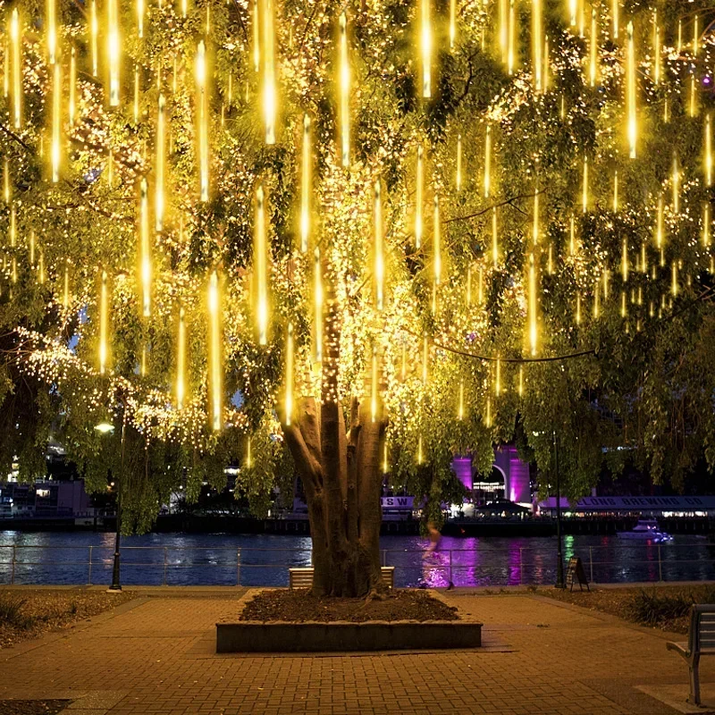 Guirnalda de luces para decoración de árbol de Navidad, tubos de 32/24/16/8, guirnaldas de calle, luces de jardín de hadas para año nuevo al aire libre