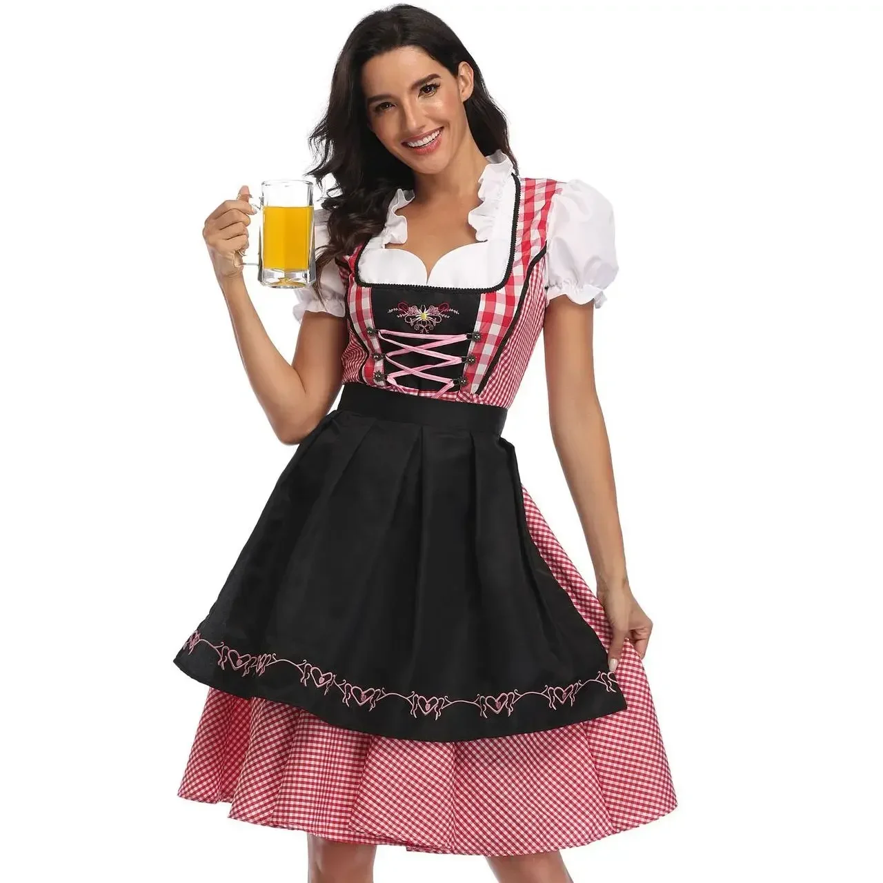 Oktoberfest Dirndl Costume Women German Bavaria Beer Dress Beer Girl Wench Outfit Halloween Fancy Dress