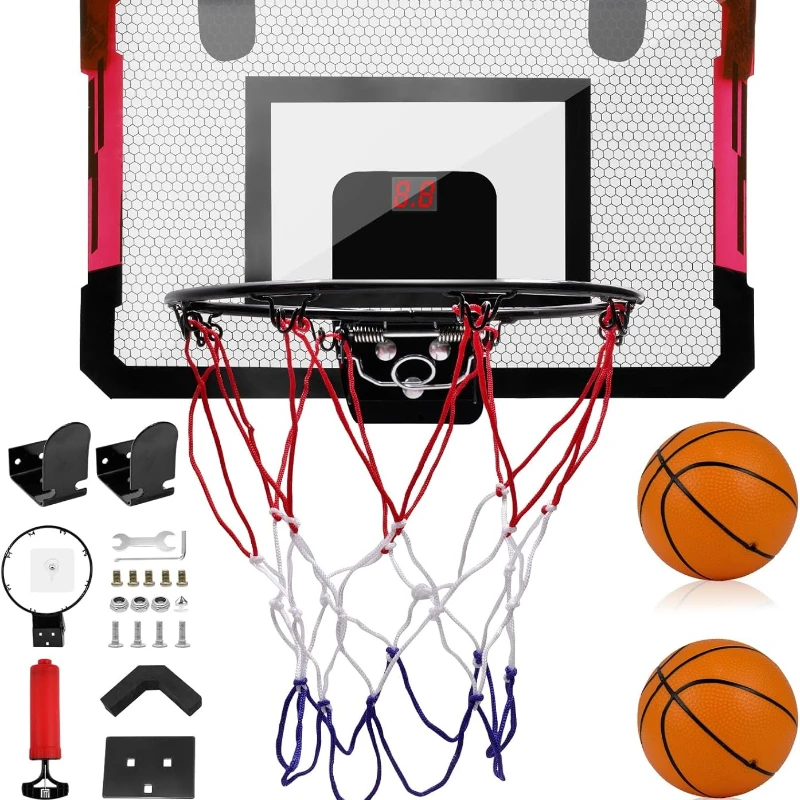 

Indoor Mini Basketball Hoop with Electronic Scoreboard-For Door for Teens Adults Home Basketball Toy Set for Kids Outdoor Games