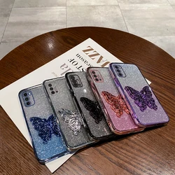 G 60 G 50 G 52 Gilitter Butterfly Phone Holder Case On For Motorola Moto G60 G60S G50 G52 G53 G54 G73 G84 5G 2021 Stand Cover