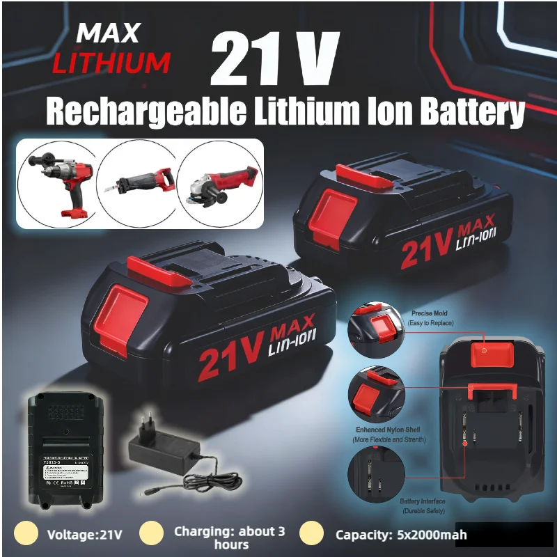 

Hot 21V Rechargeable Lithium Battery for Makita Power Tools Replace BL1815 BL1820 BL1830 BL1840 BL1850 Electric Drill Battery