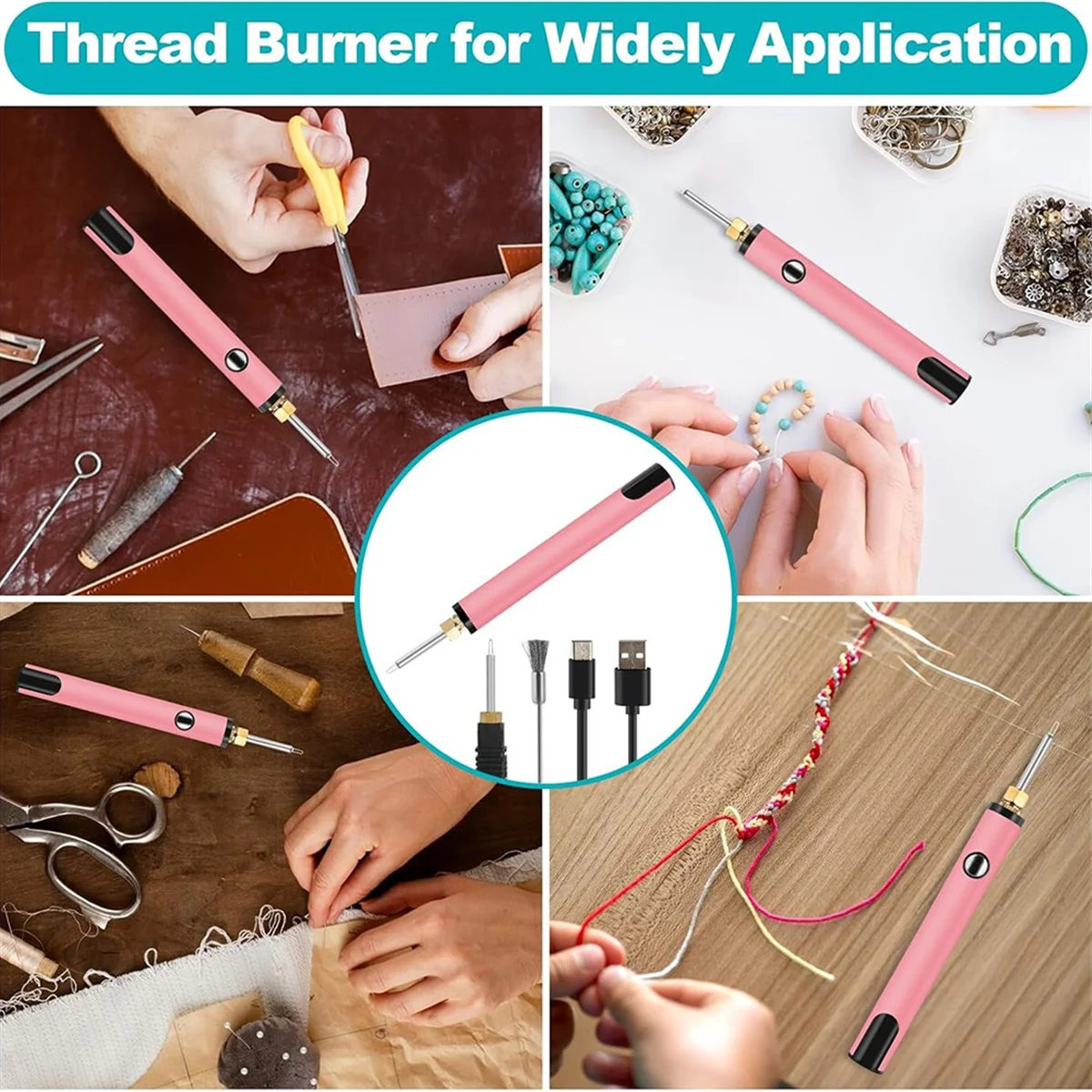 

A47ZZ Rechargeable Thread Burner Kit for Jewelry Making,Digital Thread Zapper Tool,Leather Craft,Sewing,Weaving & Stringing C