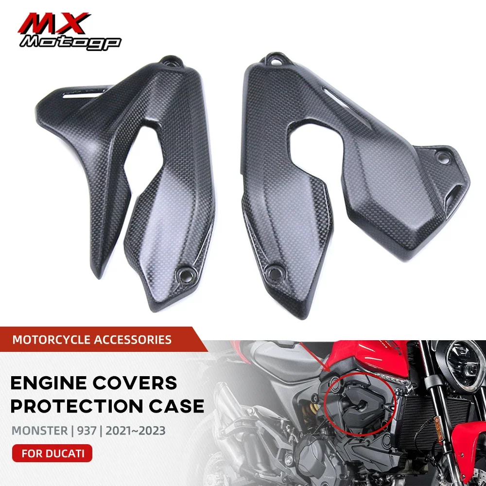 

Motorcycle Carbon Fiber Engine Covers Case Protector For DUCATI Monster 937 2021 2022 2023 Motocross Engine Cam Fairing Kit