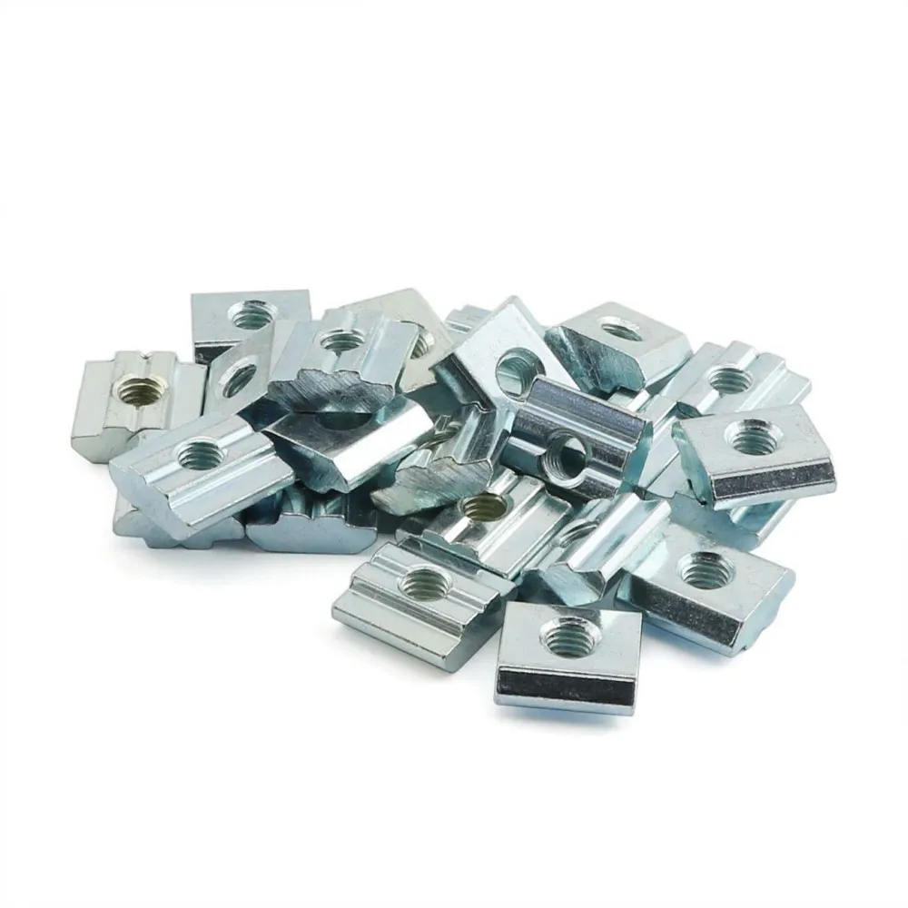 1/5/10/20PCS M3 M4 M5 M6 T Sliding Block Square Nut Eu Standard For 2020 Aluminum Profile 6mm Slot Zinc Coated Plate 3D Printer