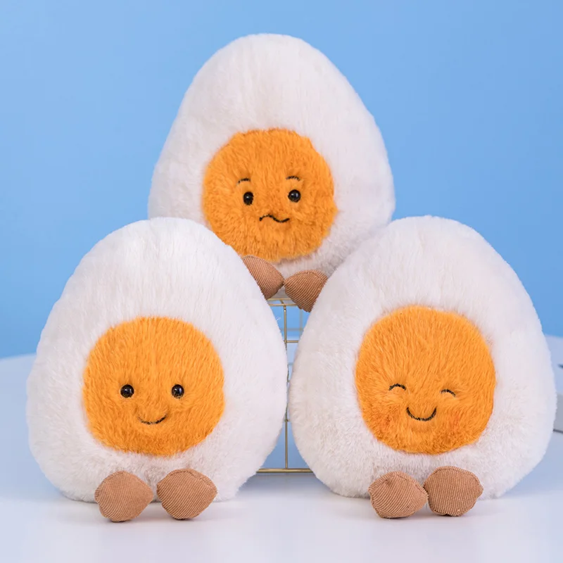 Fluffy Super Soft Boiled Egg Plush Toy Cuddly Plushies Doll Stuffed Food Long Plush Different Emotions Baby Appease Toys Kids