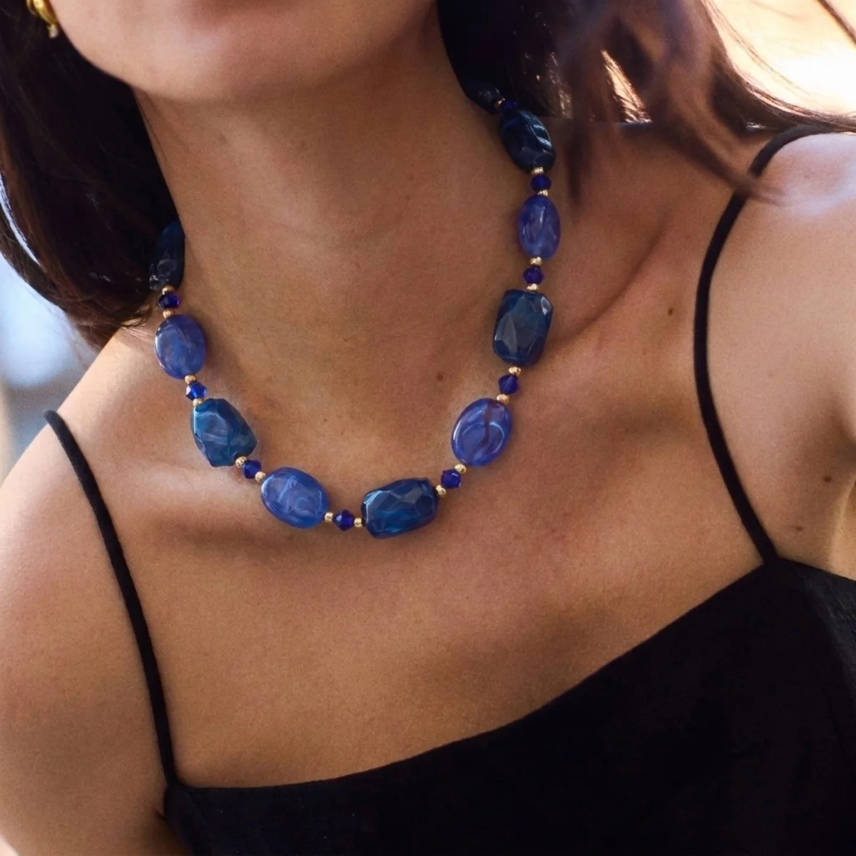 Vintage Unregelmäßige Braune Acryl-Perlenkette für Damen und Herren, Lässiger Minimalistischer Kristall-Abstandsperlen-Choker, Ins Ästhetischer Schmuck – Detail 23