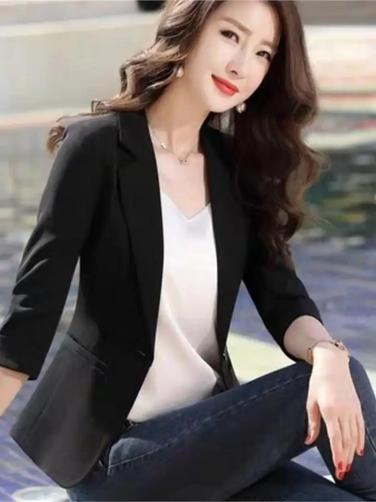 

Spring Autumn High End Career Suit Set Ele Faionable Fem Workwear Interview Formal OL Sle Tee Acetate Fiber 00%
