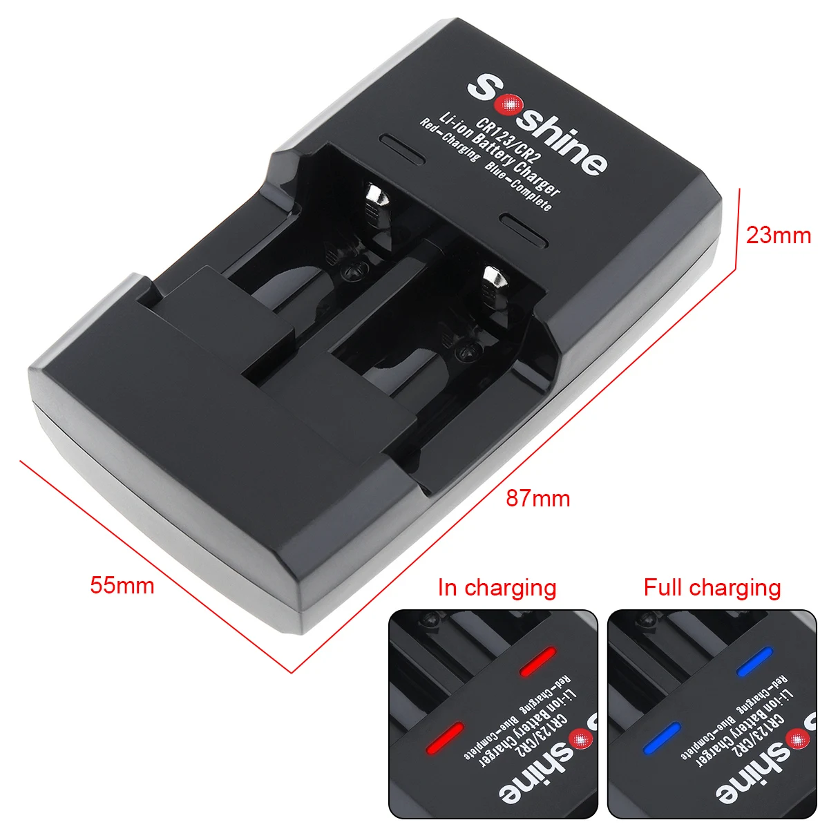 2 Slots RCR123 CR123 CR2 Rapid Smart Li-ion Battery Charger with LED Indicator for 14250 CR2 16340 17335 15266 Battery